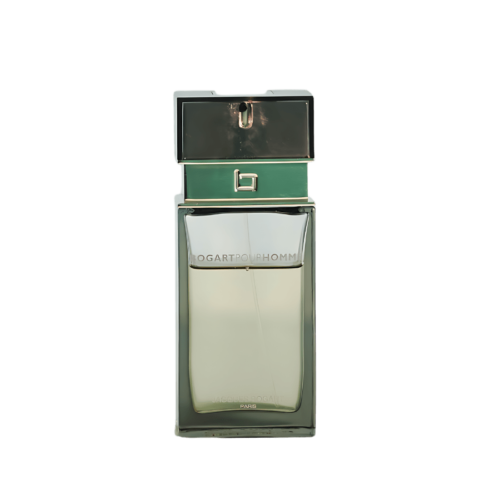 A 100ml bottle of Jacques Bogart Pour Homme Eau de Toilette, featuring a rectangular glass design with a chrome plastic cap, placed on a brown table.