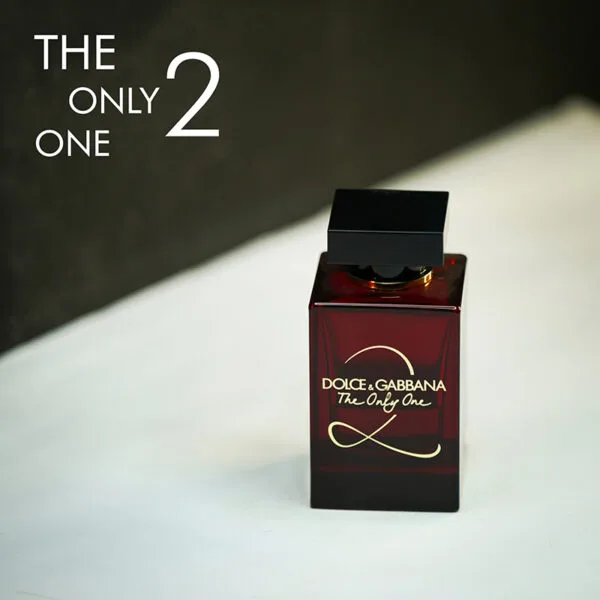 A dark red bottle of Dolce & Gabbana The Only One 2 Eau de Parfum with gold font labels.