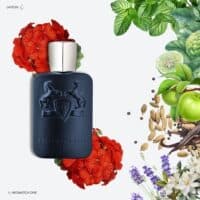 A 125ml bottle of Parfums de Marly Layton Eau de Parfum with a matte midnight blue finish and silver cap