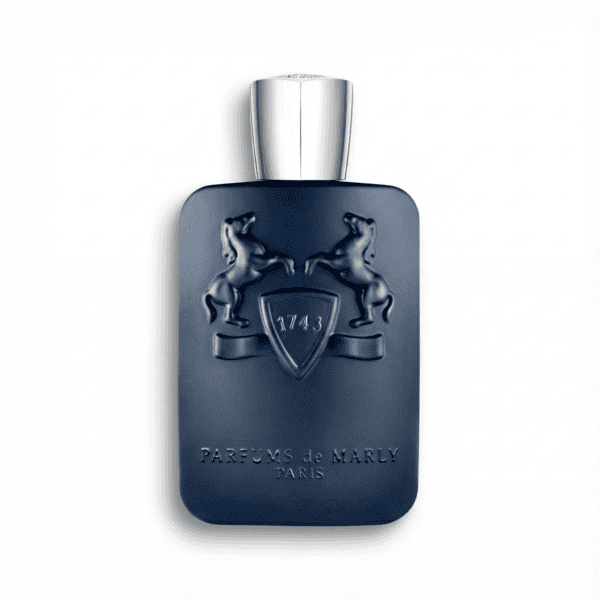 a0285a27-8a59-4fac-9ad0-419f8c77874a Luxurious men's perfume bottle with embossed crest design and sleek navy finish.