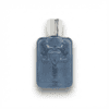 Luxurious men's perfume bottle with embossed heraldic design on a sleek blue glass surface.