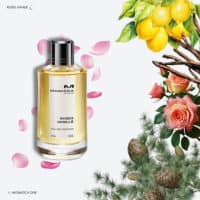 A 100ml bottle of Mancera Roses Vanille Eau de Parfum with a gold and white label design