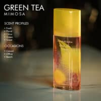 A 100ml bottle of Elizabeth Arden Summer Eau de Toilette with a clear and yellow design on a marble table
