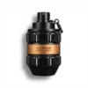 Bold black spice bomb perfume bottle with a rugged grenade shape and gold label for Viktor & Rolf.