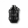 Black grenade-shaped perfume bottle with Viktor & Rolf Spicebomb Dark Leather branding.