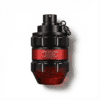 Dark red perfume bottle inspired by a hand grenade, featuring bold black cap and sleek design.
